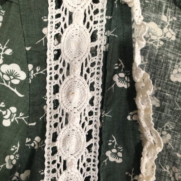 Laura Ashley vintage 1970s printers & dyers green floral prairie maxi dress 2 4 - Picture 5 of 12